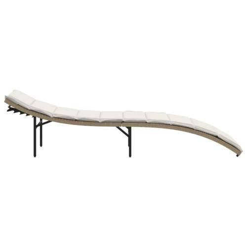 Ležaljka za sunčanje s jastukom bež 55 x 199 x 50 cm poliratan - bež i siva 1 Cijena