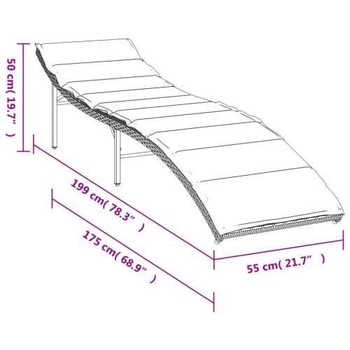 Ležaljka za sunčanje s jastukom bež 55 x 199 x 50 cm poliratan - bež i siva 1 Cijena