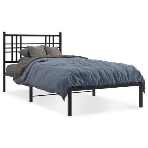 Metalni okvir za krevet s uzglavljem crni 90x200 cm - Crna 90 x 200 cm s uzglavljem Cijena