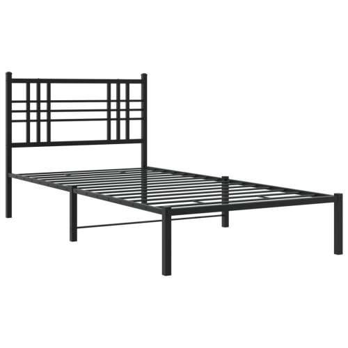 Metalni okvir za krevet s uzglavljem crni 90x200 cm - Crna 90 x 200 cm s uzglavljem Cijena