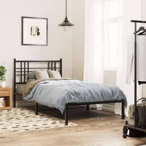 Metalni okvir za krevet s uzglavljem crni 90x200 cm - Crna 90 x 200 cm s uzglavljem Cijena