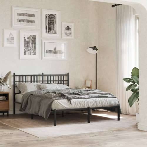 Metalni okvir za krevet s uzglavljem crni 120x200 cm - Crna 120 x 200 cm s uzglavljem Cijena