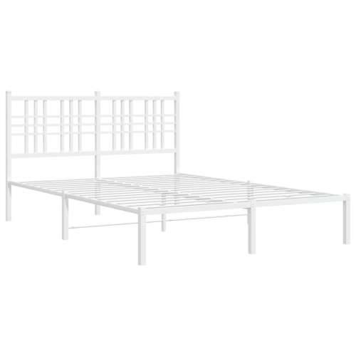 Metalni okvir za krevet s uzglavljem bijeli 140 x 200 cm - Bijela 140 x 200 cm s uzglavljem Cijena
