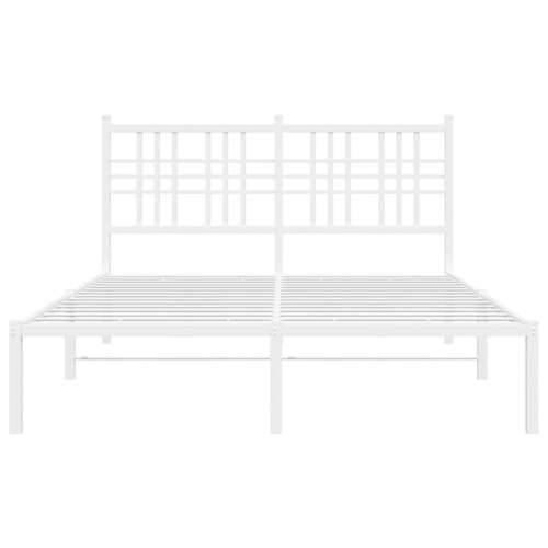 Metalni okvir za krevet s uzglavljem bijeli 140 x 200 cm - Bijela 140 x 200 cm s uzglavljem Cijena