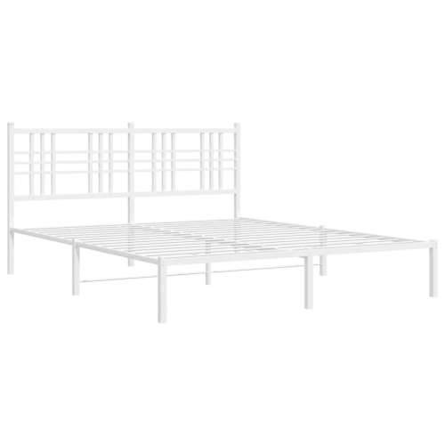 Metalni okvir za krevet s uzglavljem bijeli 160x200 cm Bijela 160 x 200 cm s uzglavljem Cijena