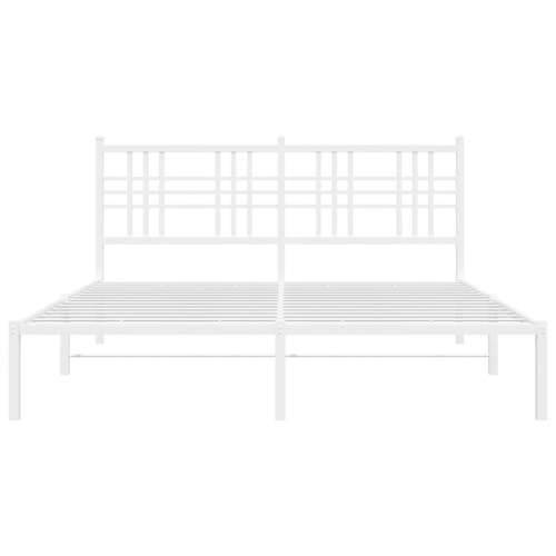 Metalni okvir za krevet s uzglavljem bijeli 160x200 cm Bijela 160 x 200 cm s uzglavljem Cijena