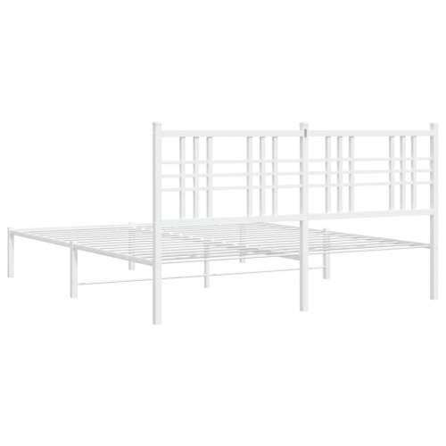 Metalni okvir za krevet s uzglavljem bijeli 160x200 cm Bijela 160 x 200 cm s uzglavljem Cijena