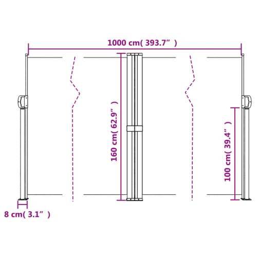 Uvlačiva bočna tenda 160 x 1000 cm crvena Cijena