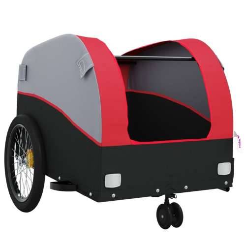 Prikolica za bicikl crno-crvena 30 kg željezna - Crvena 52 x 123 x 53 cm Cijena