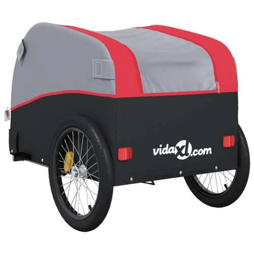 Prikolica za bicikl crno-crvena 30 kg željezna - Crvena 52 x 123 x 53 cm Cijena
