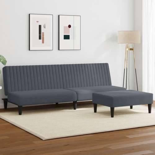 2-dijelni set sofa tamnosivi baršunasti - Tamno siva Bez naslona za ruke Cijena