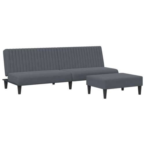 2-dijelni set sofa tamnosivi baršunasti - Tamno siva Bez naslona za ruke Cijena