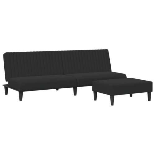 2-dijelni set sofa crni baršunasti - Crna Bez naslona za ruke Cijena