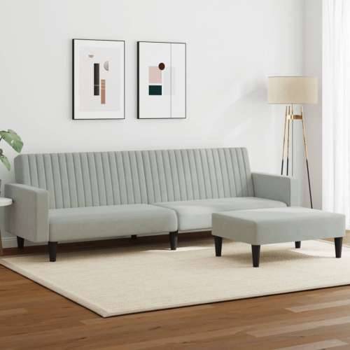 2-dijelni set sofa svjetlosivi baršunasti - Svjetlosiva S naslonom za ruke Cijena