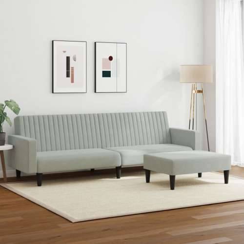 2-dijelni set sofa svjetlosivi baršunasti - Svjetlosiva S naslonom za ruke Cijena