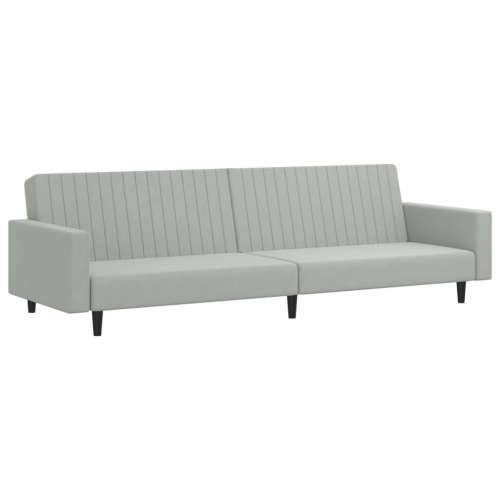 2-dijelni set sofa svjetlosivi baršunasti - Svjetlosiva S naslonom za ruke Cijena