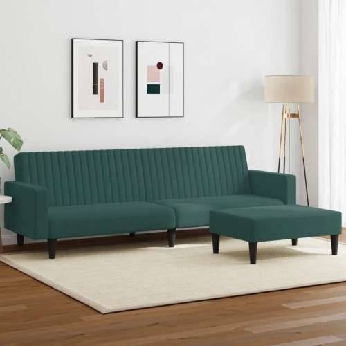 2-dijelni set sofa tamnozeleni baršunasti - Tamnozelena S naslonom za ruke Cijena
