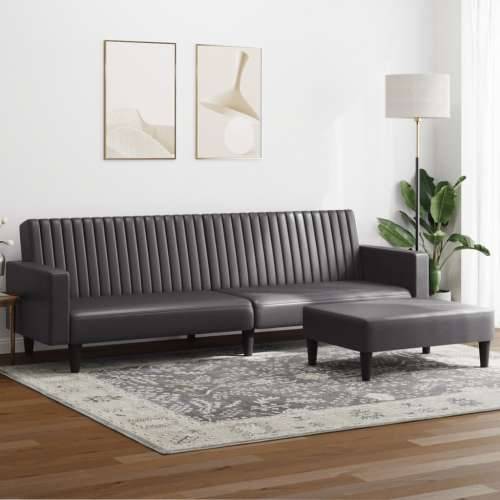 2-dijelni set sofa sivi od umjetne kože - Siva S naslonom za ruke Cijena
