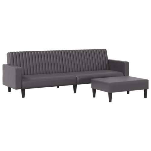 2-dijelni set sofa sivi od umjetne kože - Siva S naslonom za ruke Cijena