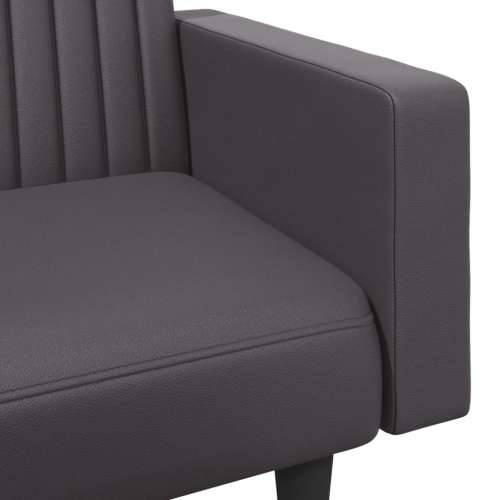 2-dijelni set sofa sivi od umjetne kože - Siva S naslonom za ruke Cijena