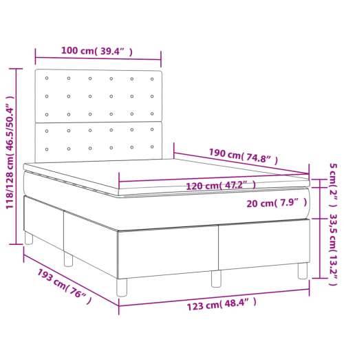 Krevet box spring s madracem crni 120 x 190 cm od tkanine - Crna 120 x 190 cm gumbi Cijena