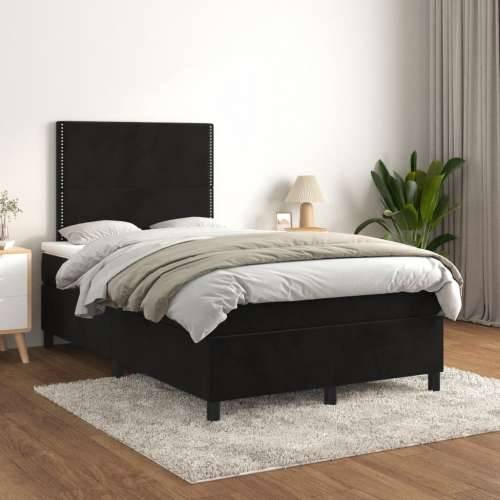 Krevet box spring s madracem crni 120 x 190 cm baršunasti - Crna 120 x 190 cm Obično s čavlima Cijena