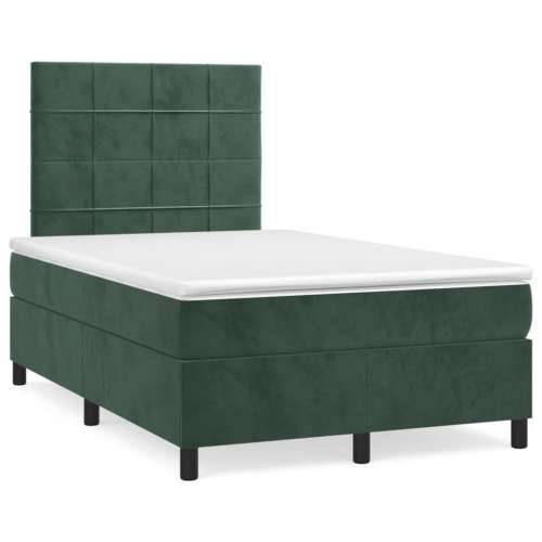 Krevet box spring s madracem tamnozeleni 120x190 cm baršunasti - Tamnozelena 120 x 190 cm Blok s kvadratima Cijena