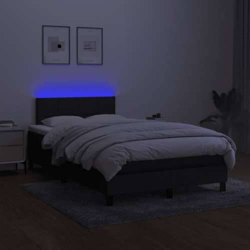 Krevet box spring s madracem LED crni 120 x 190 cm od tkanine - Crna 120 x 190 cm Blok s kvadratima Cijena