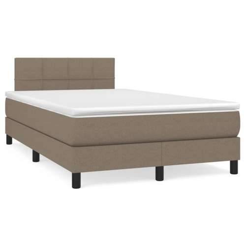 Krevet s oprugama i madracem LED smeđesivi 120x190cm od tkanine - Sivo-smeđa 120 x 190 cm Blok s kvadratima Cijena
