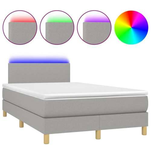 Krevet s oprugama i madracem LED svjetlosivi 120x190 cm tkanina - Svjetlosiva 120 x 190 cm Gladak dizajn Cijena