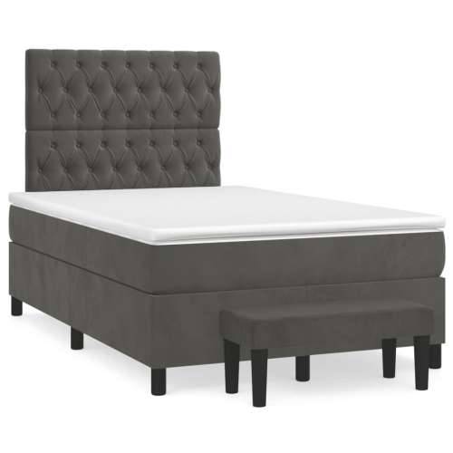 Krevet box spring s madracem tamnosivi 120 x 190 cm baršun - Tamno siva 120 x 190 cm Dizajn s gumbima Cijena