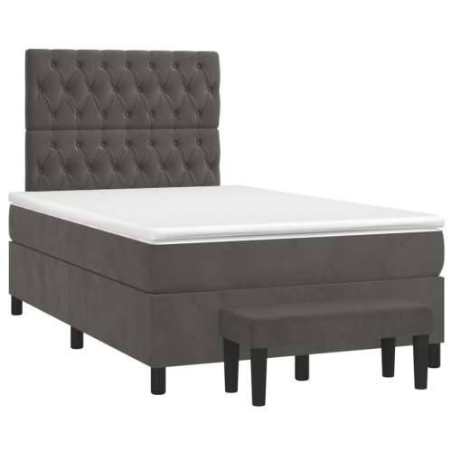 Krevet box spring s madracem tamnosivi 120 x 190 cm baršun - Tamno siva 120 x 190 cm Dizajn s gumbima Cijena