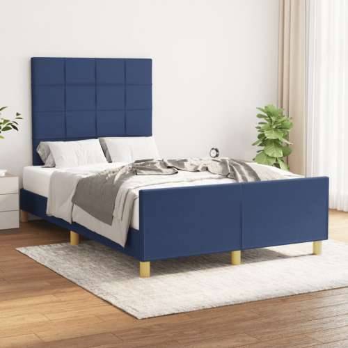 Okvir kreveta bez madraca plavi 120x190 cm od tkanine - Plava 120 x 190 cm Blok s kvadratima Cijena