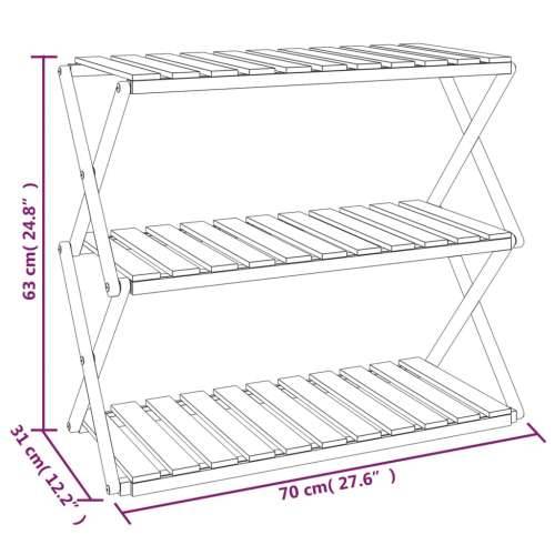 Sklopiva polica 3 razine smeđa 70x31x63 cm masivno drvo bagrema - 1 70 cm Cijena