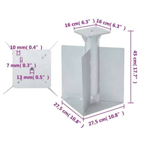 Ukopana baza za suncobran srebrna 27,5 x 27,5 x 45 cm čelična Cijena