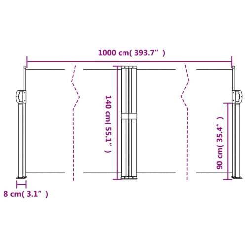 Uvlačiva bočna tenda 140 x 1000 cm smeđa Cijena