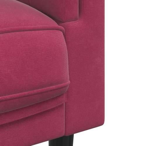 3-dijelni set sofa s jastucima crvena boja vina baršunasti Cijena