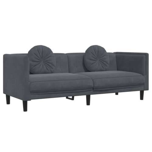 2-dijelni set sofa s jastucima tamnosivi baršunasti Cijena