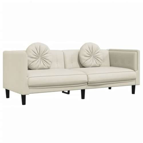 2-dijelni set sofa s jastucima krem baršunasti Cijena