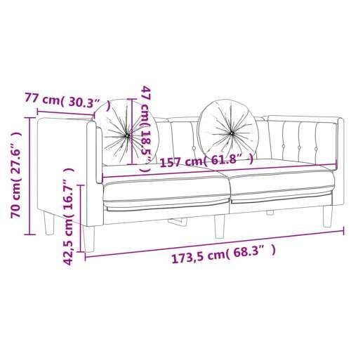2-dijelni set sofa s jastucima krem baršunasti Cijena
