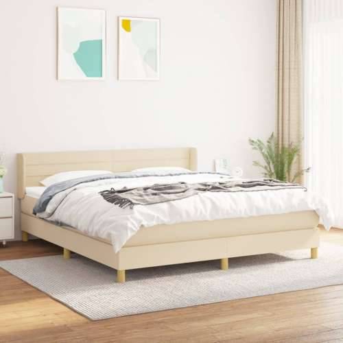 Krevet s oprugama i madracem krem 180x200 cm od tkanine - Krema 180 x 200 cm vodoravne pruge Cijena