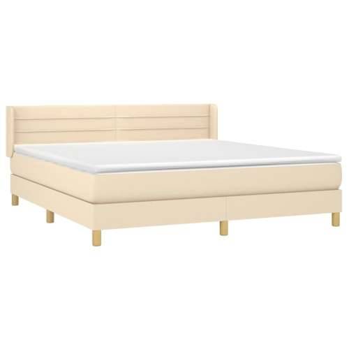 Krevet s oprugama i madracem krem 180x200 cm od tkanine - Krema 180 x 200 cm vodoravne pruge Cijena