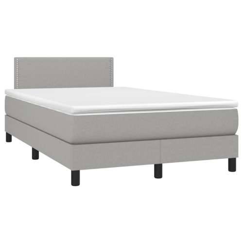 Krevet s oprugama i madracem svjetlosivi 120x190 cm od tkanine - Svjetlosiva 120 x 190 cm Obično s čavlima Cijena
