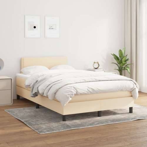 Krevet box spring s madracem krem 120 x 190 cm od tkanine - Krema 120 x 190 cm Obično s čavlima Cijena