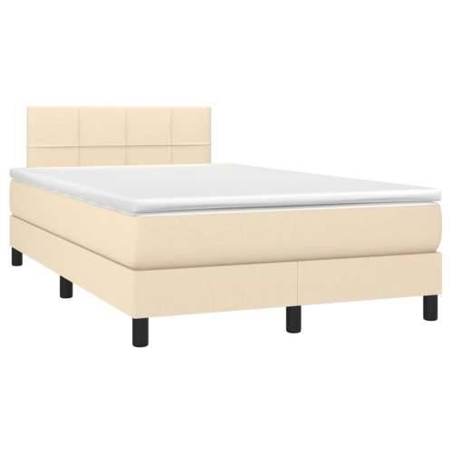 Krevet box spring s madracem krem 120 x 190 cm od tkanine - Krema 120 x 190 cm Blok s kvadratima Cijena