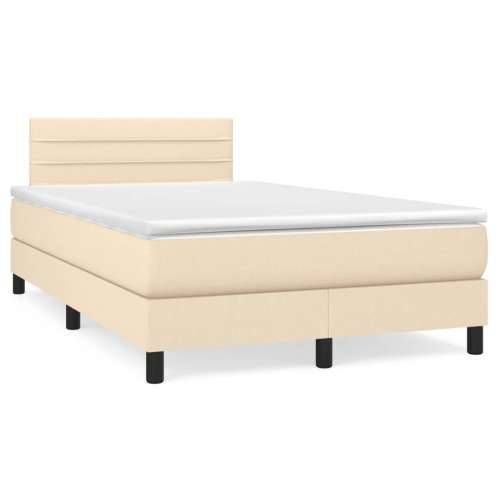 Krevet box spring s madracem krem 120 x 190 cm od tkanine - Krema 120 x 190 cm vodoravne pruge Cijena