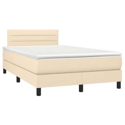 Krevet box spring s madracem krem 120 x 190 cm od tkanine - Krema 120 x 190 cm vodoravne pruge Cijena