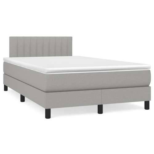 Krevet s oprugama i madracem svjetlosivi 120x190 cm od tkanine - Svjetlosiva 120 x 190 cm Okomite pruge Cijena