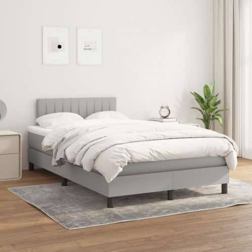 Krevet s oprugama i madracem svjetlosivi 120x190 cm od tkanine - Svjetlosiva 120 x 190 cm Okomite pruge Cijena