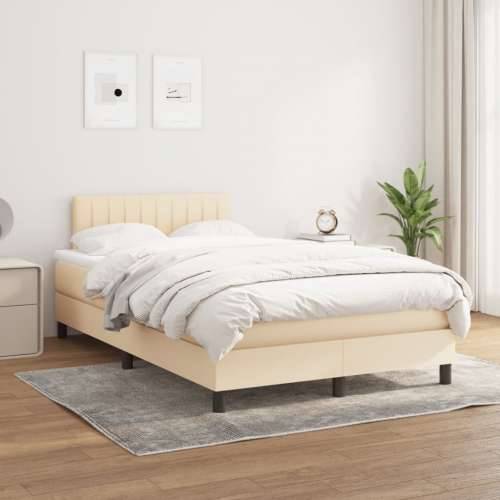 Krevet box spring s madracem krem 120 x 190 cm od tkanine - Krema 120 x 190 cm Okomite pruge Cijena